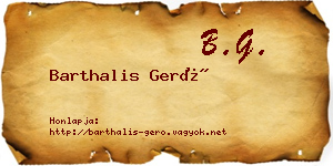Barthalis Gerő névjegykártya